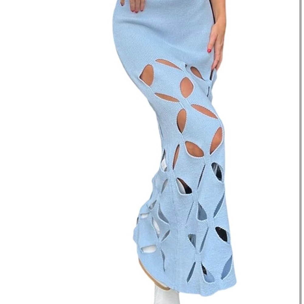 Light Blue Y2K Knit Skirt